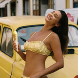 Amelia Satin Bralette Top - Lemon Sorbet