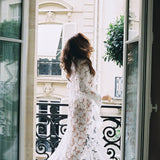 Georgia Lace Frill Robe - White