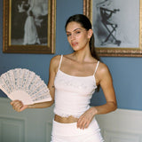 Rhinestone Daphne Tank - White