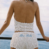 Saba Crochet Halter Top - Ivory