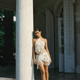 Thessaly Crochet Halter Top - Ivory