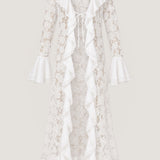 Georgia Lace Frill Robe - White