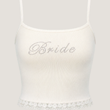 Rhinestone Daphne Tank - White
