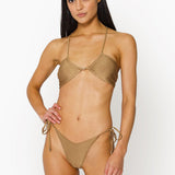 Aya Tie Side String Bikini Bottom Bottom in Gold by ALT Swim