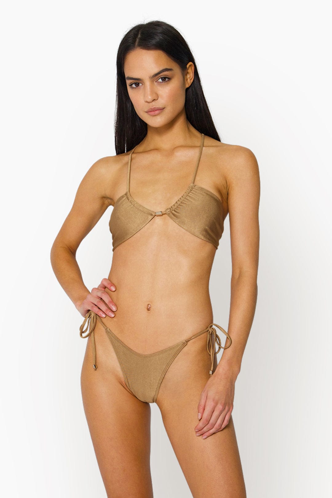 Aya Tie Side String Bikini Bottom Bottom in Gold by ALT Swim