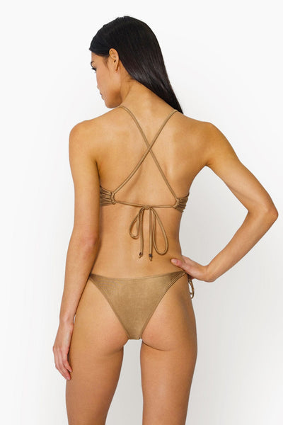Aya Tie Side String Bikini Bottom Bottom in Gold by ALT Swim