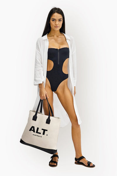 Isabelle Luxe Leather Trim Tote Bag by ALT Swim