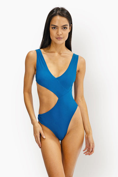Gisele V-Neck Cut-Out One Piece Swimsuit in Oceano Blue by ALT Swim