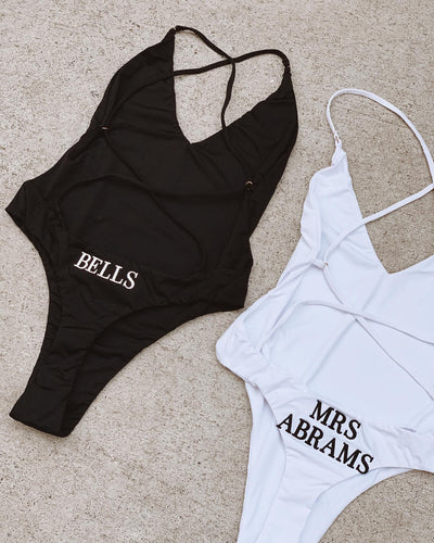Sienna Tie Waist High Cut One Piece Swimsuit in Black by ALT Swim