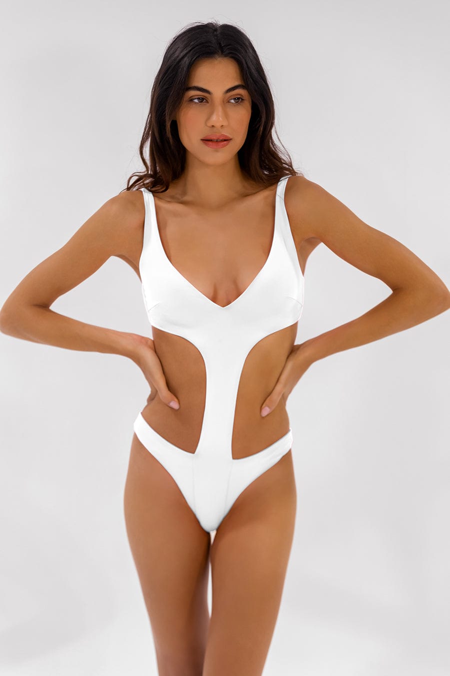 Misia Cut Out One Piece Swimsuit in White by ALT Swim