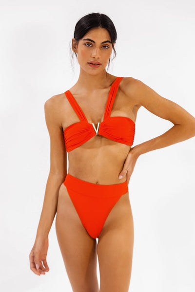 Allera High Waisted Bikini Bottoms in Orange Tango by ALT Swim